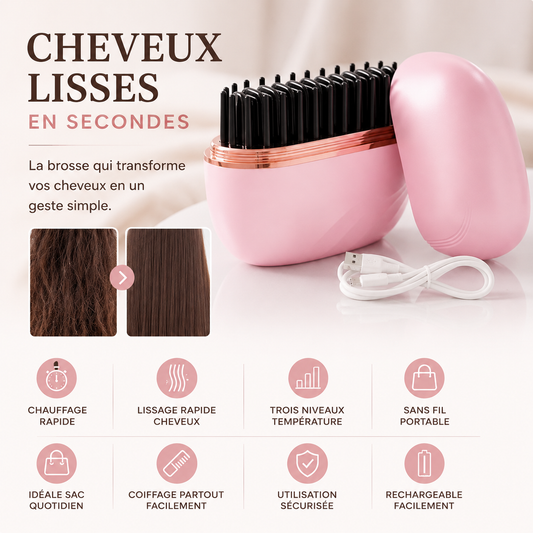 Brosse Lissante Chauffante Portable Et Sans Fil