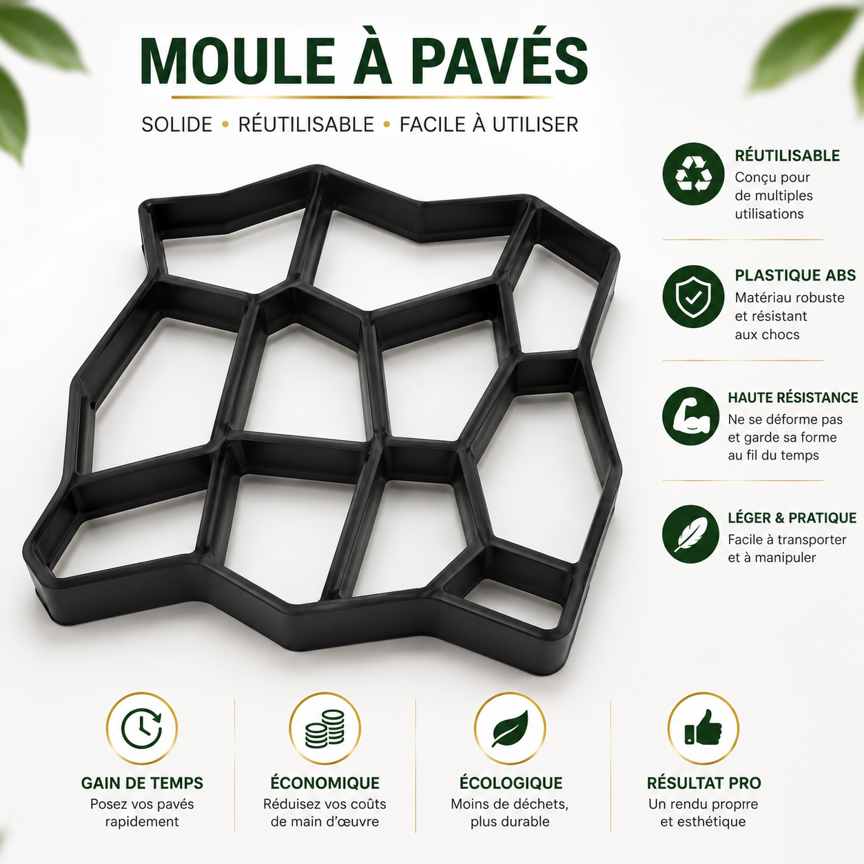 Moule Réutilisable pour Pavés en Béton – Créez Vos Allées Comme un Professionnel