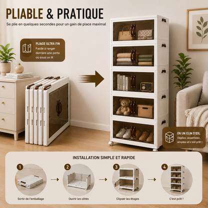 Armoire de Rangement Pliante 5 Niveaux