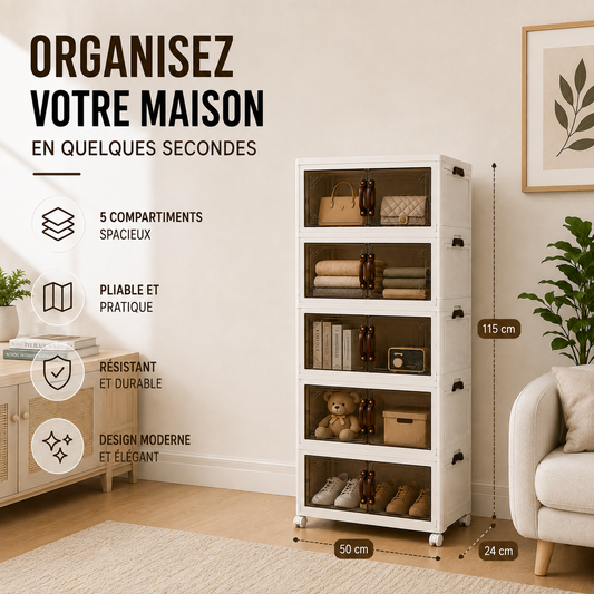 Armoire de Rangement Pliante 5 Niveaux