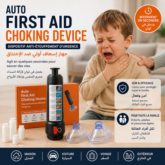 Dispositif Anti Étouffement d Urgence | 3 Masques Enfant & Adulte | Premiers Secours