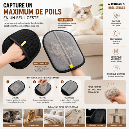 Gant Attrape-Poils Réutilisable – Chiens & Chats