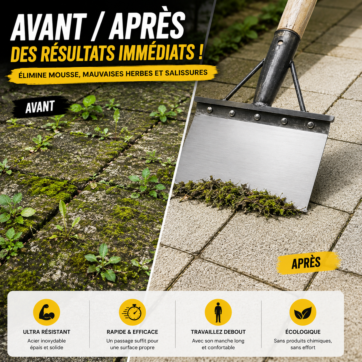 Racloir Désherbant en Acier – Nettoyage Extérieur
