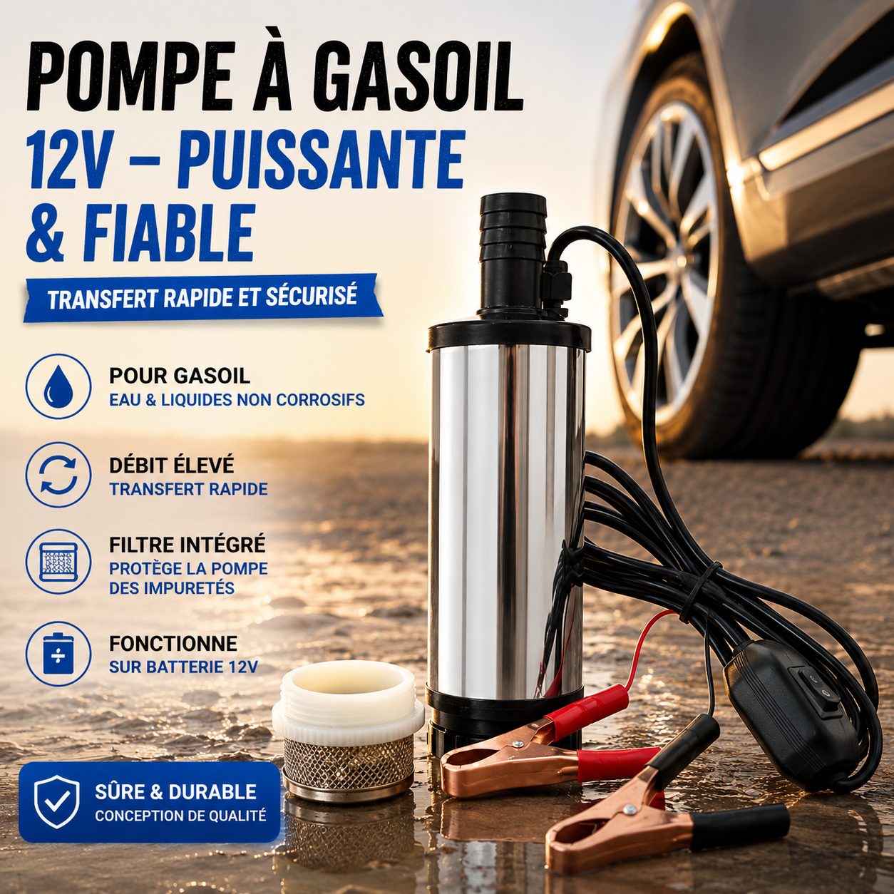 Pompe de Transfert 12V – Gasoil & Liquides