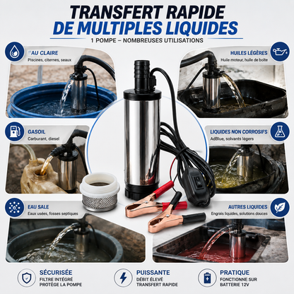 Pompe de Transfert 12V – Gasoil & Liquides