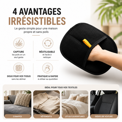 Gant Attrape-Poils Réutilisable – Chiens & Chats