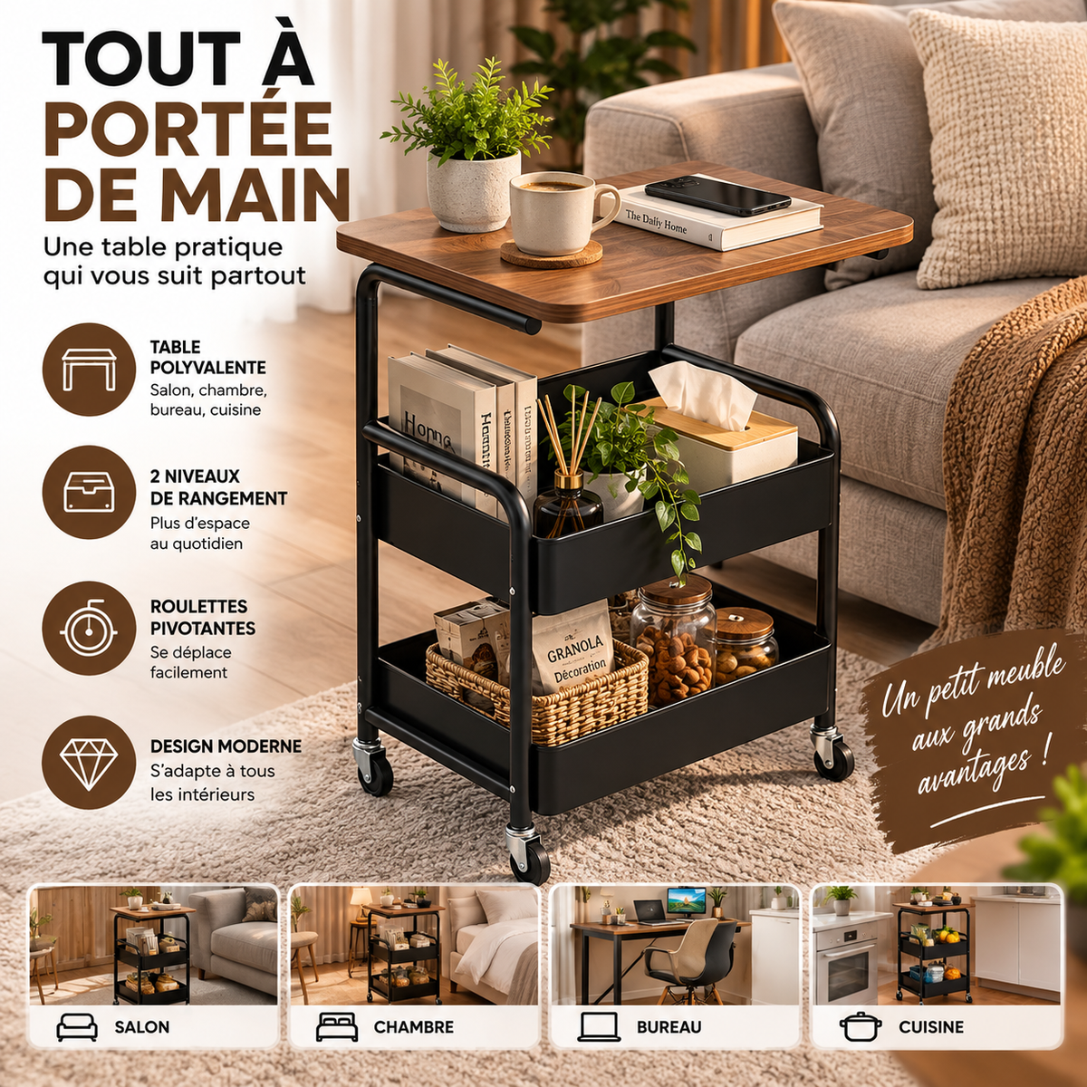 Meuble 3 Niveaux Pour Salon  Chambre Bureau Et Cuisine