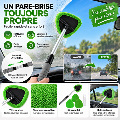Nettoyeur de Vitres Auto avec Manche Télescopique