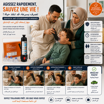 Dispositif Anti Étouffement d Urgence | 3 Masques Enfant & Adulte | Premiers Secours