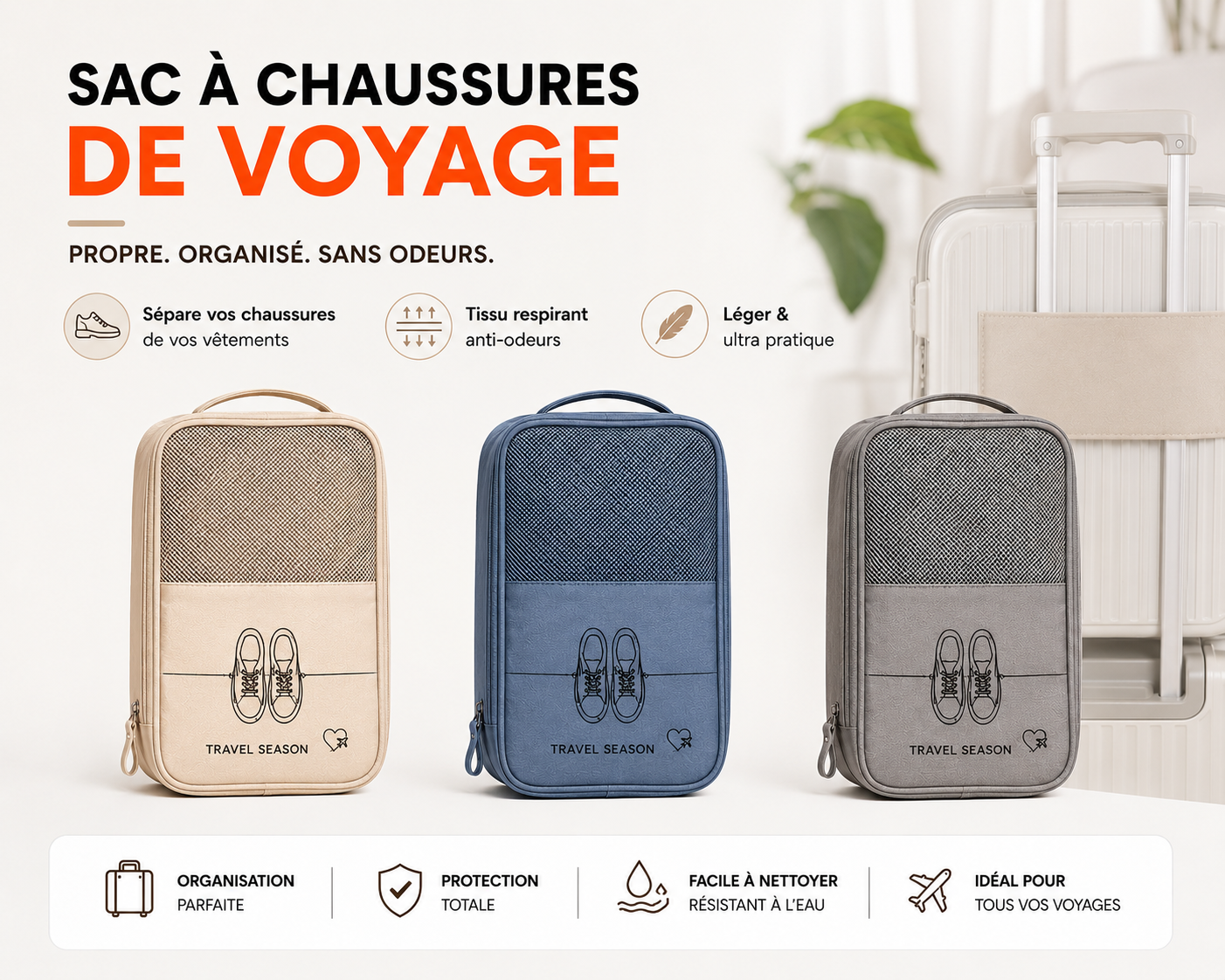 Sac à Chaussures Respirant Tailles